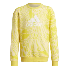 adidas FI All Over Print Crew Neck Sweat Top - Girls - Yellow/Black