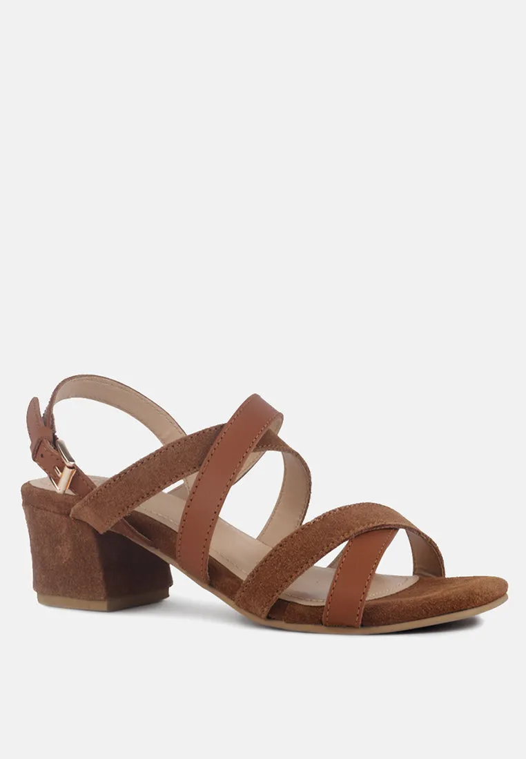 Astrid Mid Heeled Block Leather Sandal By Ruw