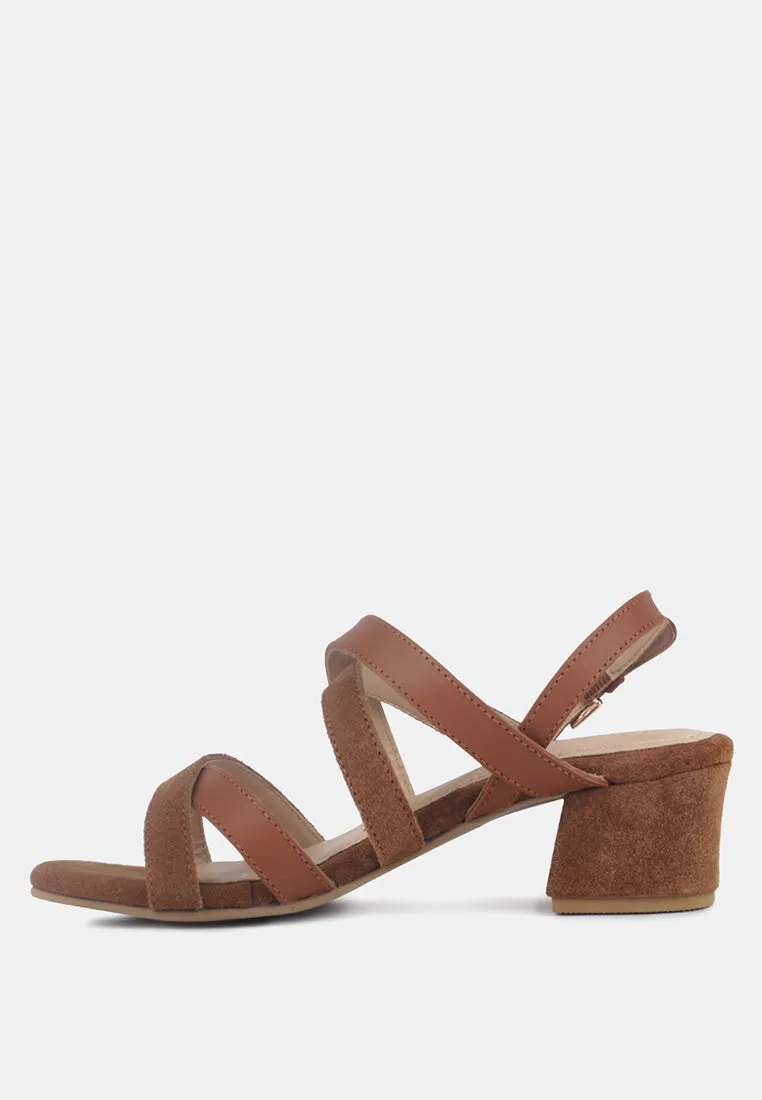 Astrid Mid Heeled Block Leather Sandal By Ruw