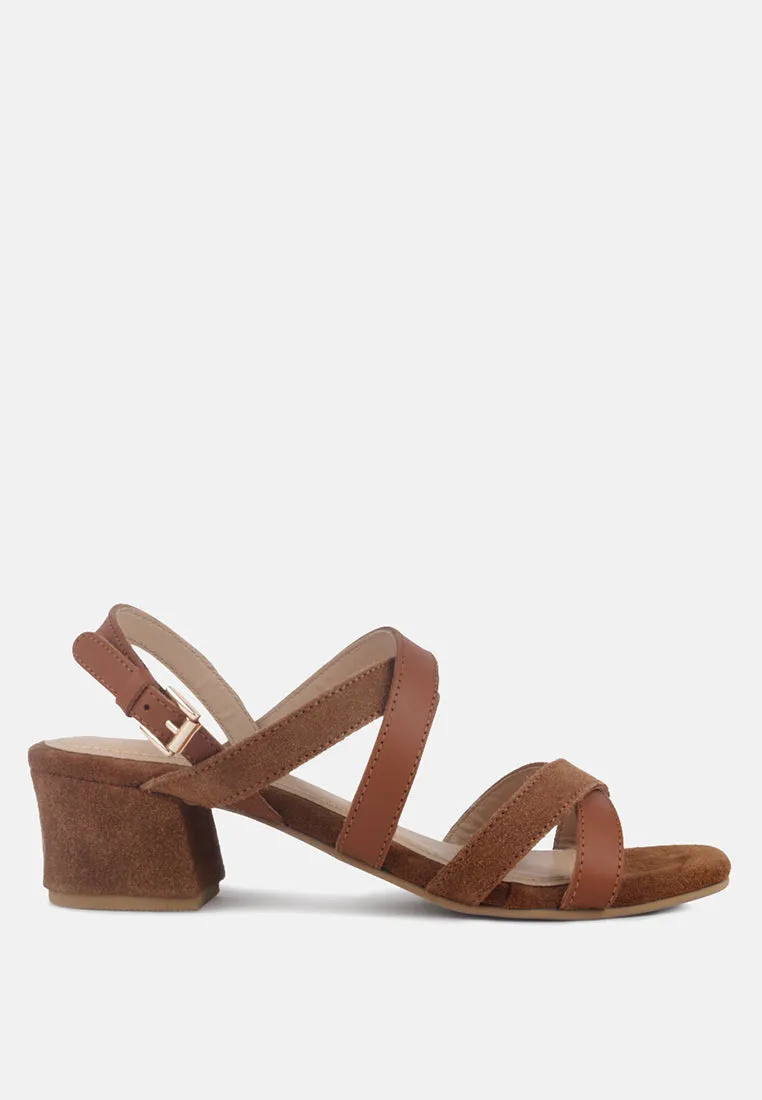 Astrid Mid Heeled Block Leather Sandal By Ruw