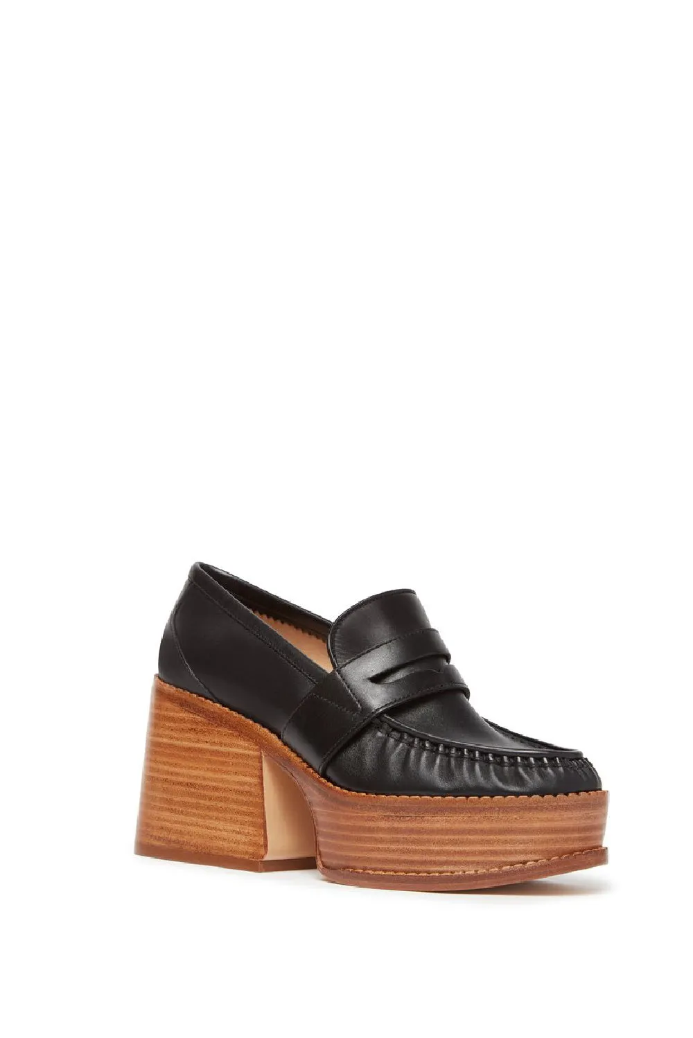 Augusta Platform Loafer in Black Leather