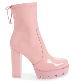 AW RAINY PINK PATENT HEELED PLATFORM BOOTIE