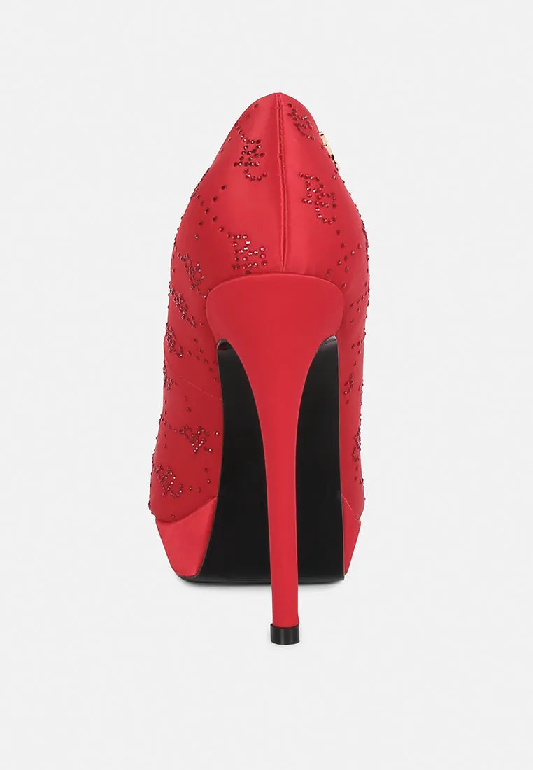 Ballard Monogram Satin Stiletto Pumps By Ruw