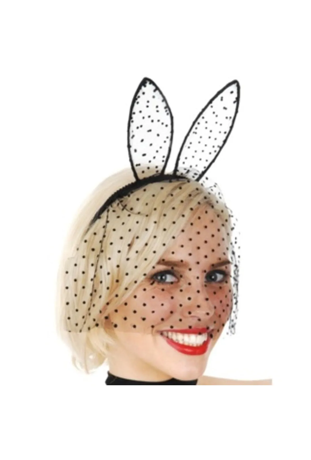 Black Bunny Ears with Veil