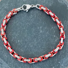 Daytona Bracelet - Red & Silver - Mini - 1/8 inch wide - NO7B