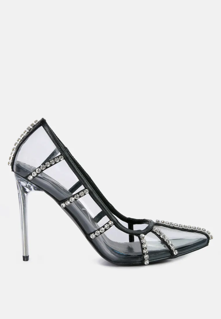 Diamante Clear Stiletto Heel Pumps By Ruw