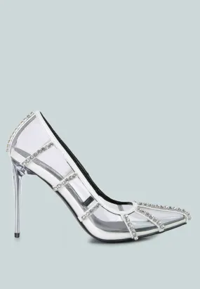 Diamante Clear Stiletto Heel Pumps By Ruw