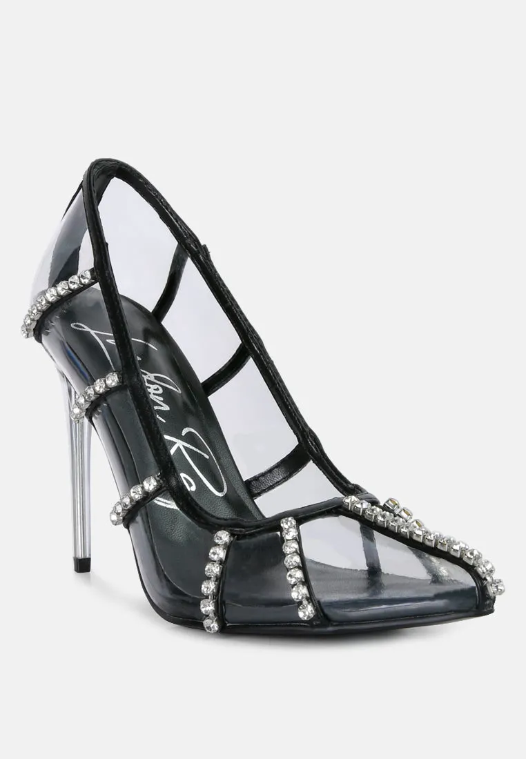 Diamante Clear Stiletto Heel Pumps By Ruw