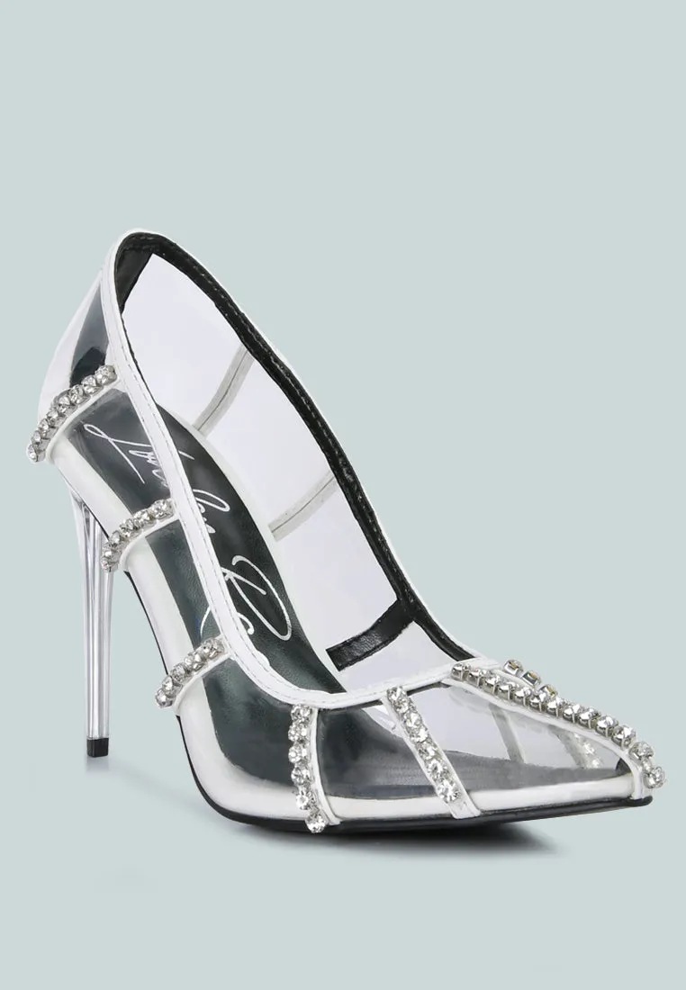 Diamante Clear Stiletto Heel Pumps By Ruw