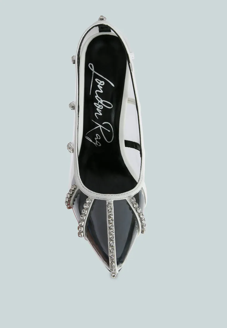 Diamante Clear Stiletto Heel Pumps By Ruw