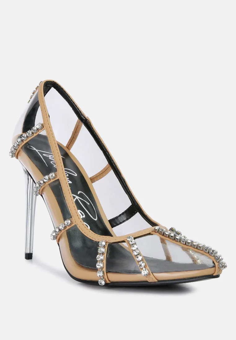 Diamante Clear Stiletto Heel Pumps By Ruw