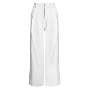 Elegant Solid Color Ankle Tie High Waist Wide Leg Pants