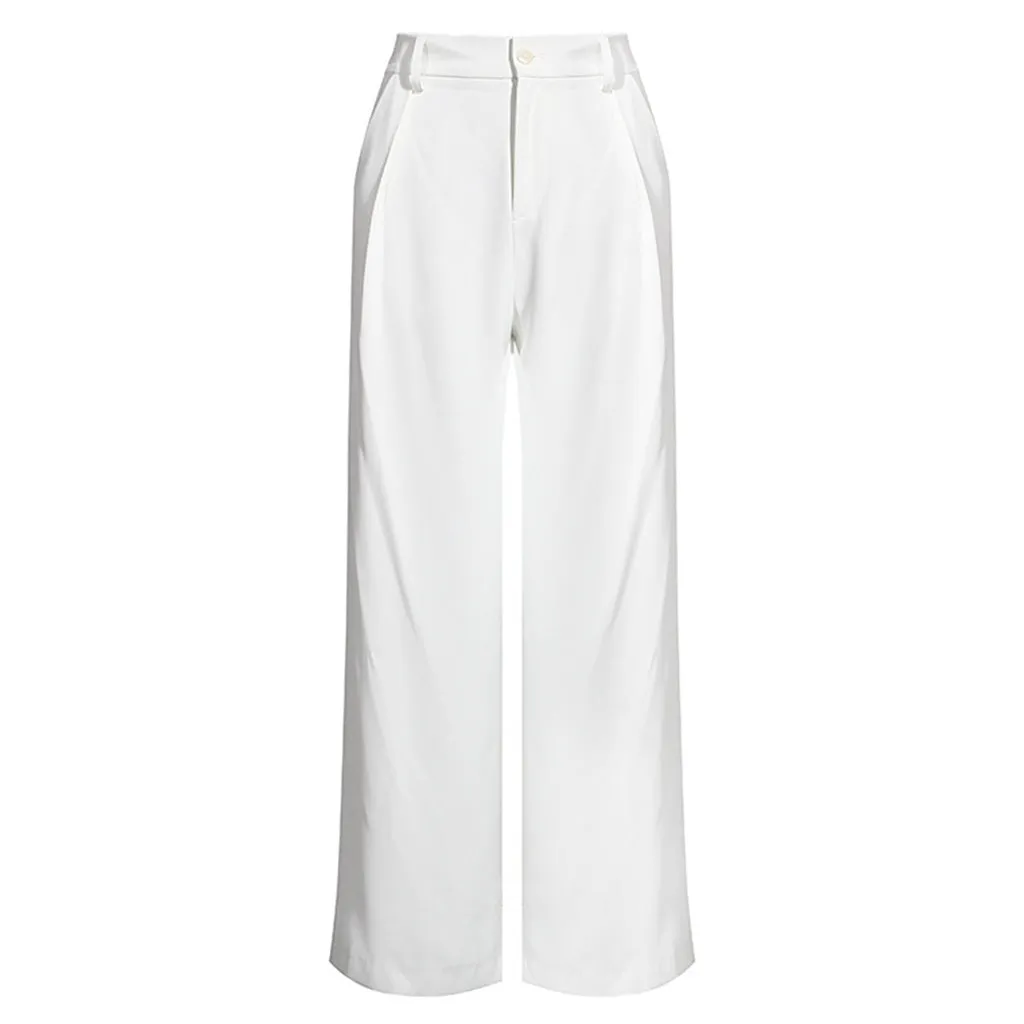 Elegant Solid Color Ankle Tie High Waist Wide Leg Pants