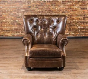 Fio Brown Faux Leather Wingback Chair