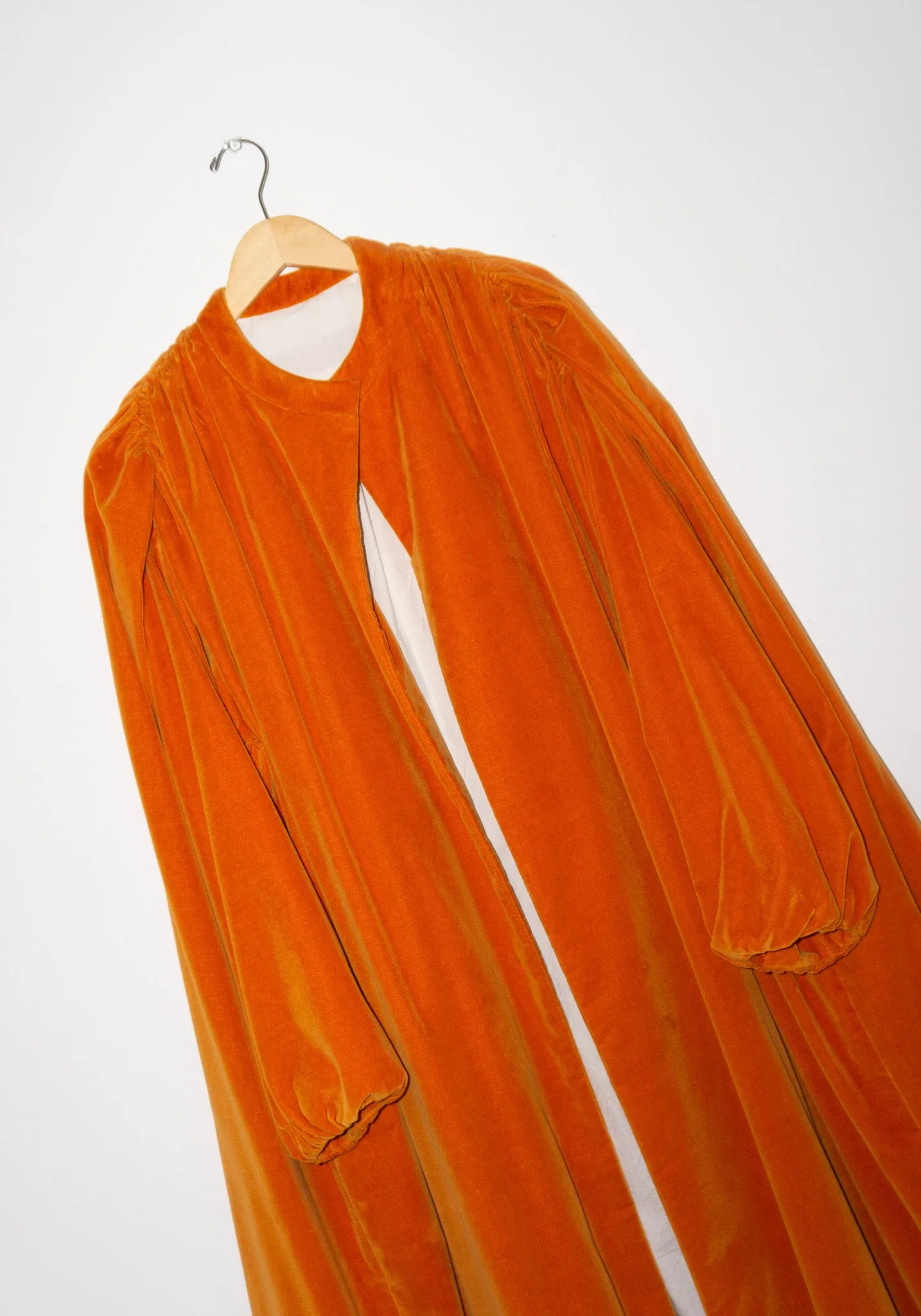 Gathered Opera Coat in Orange