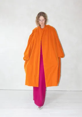 Gathered Opera Coat in Orange