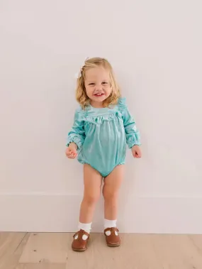 Hayley Romper in Crushed Mint Velvet