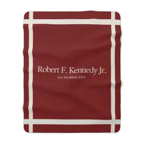 Kennedy for President Bordered Red Sherpa Fleece Blanket