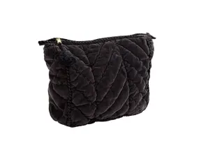 Madam Stoltz Quilted Velvet Clutch Small Charcoal