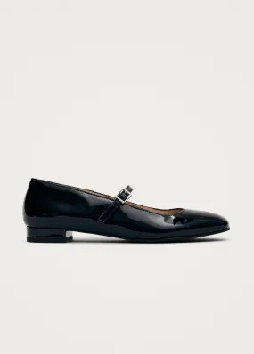 Por Do Sol Onix Black Leather Ballet Flats