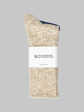 ROTOTO Low Gauge Slub Crew Socks Beige