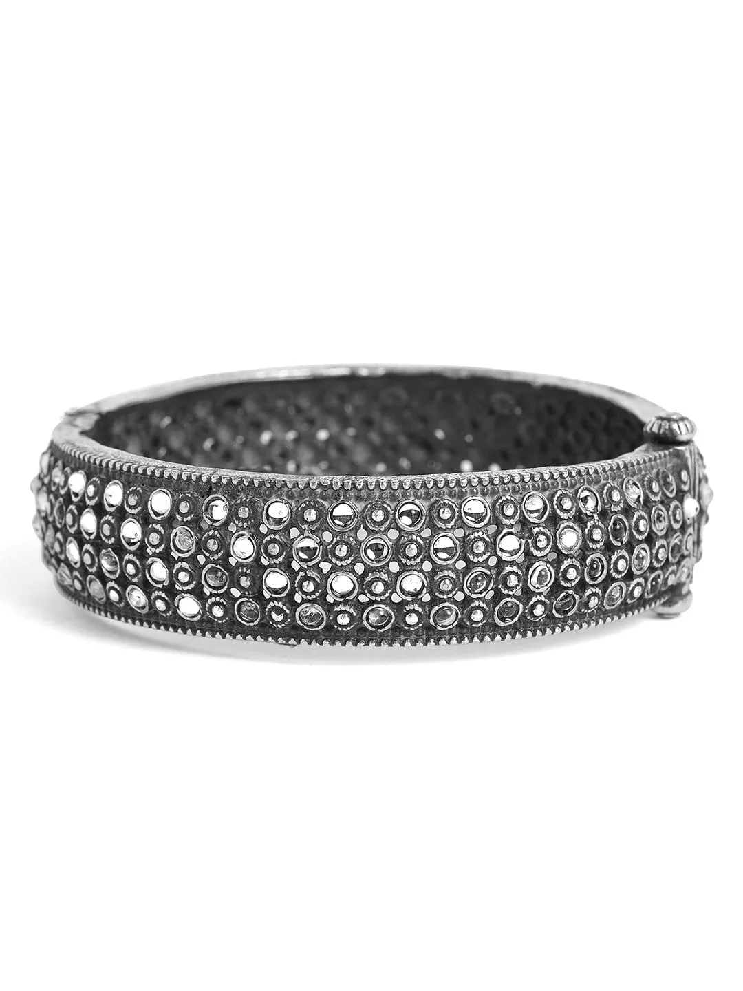 Rubans Oxidised Silver Plated Handcrafted Stone Studded Bracelet