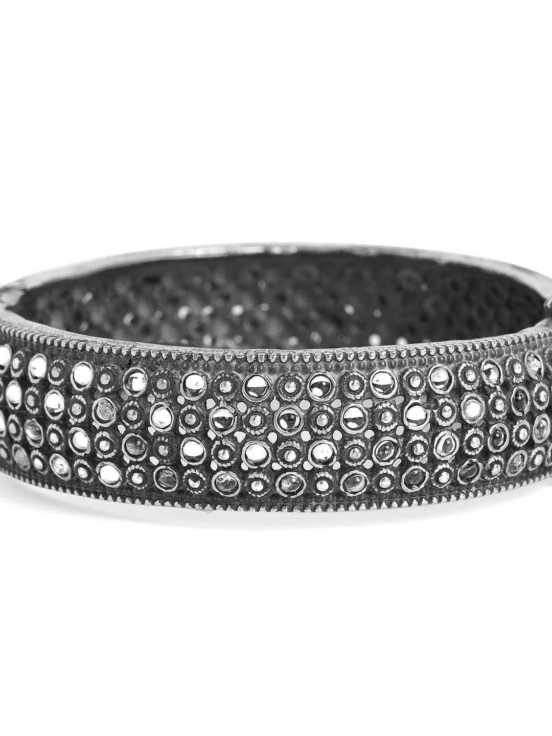 Rubans Oxidised Silver Plated Handcrafted Stone Studded Bracelet