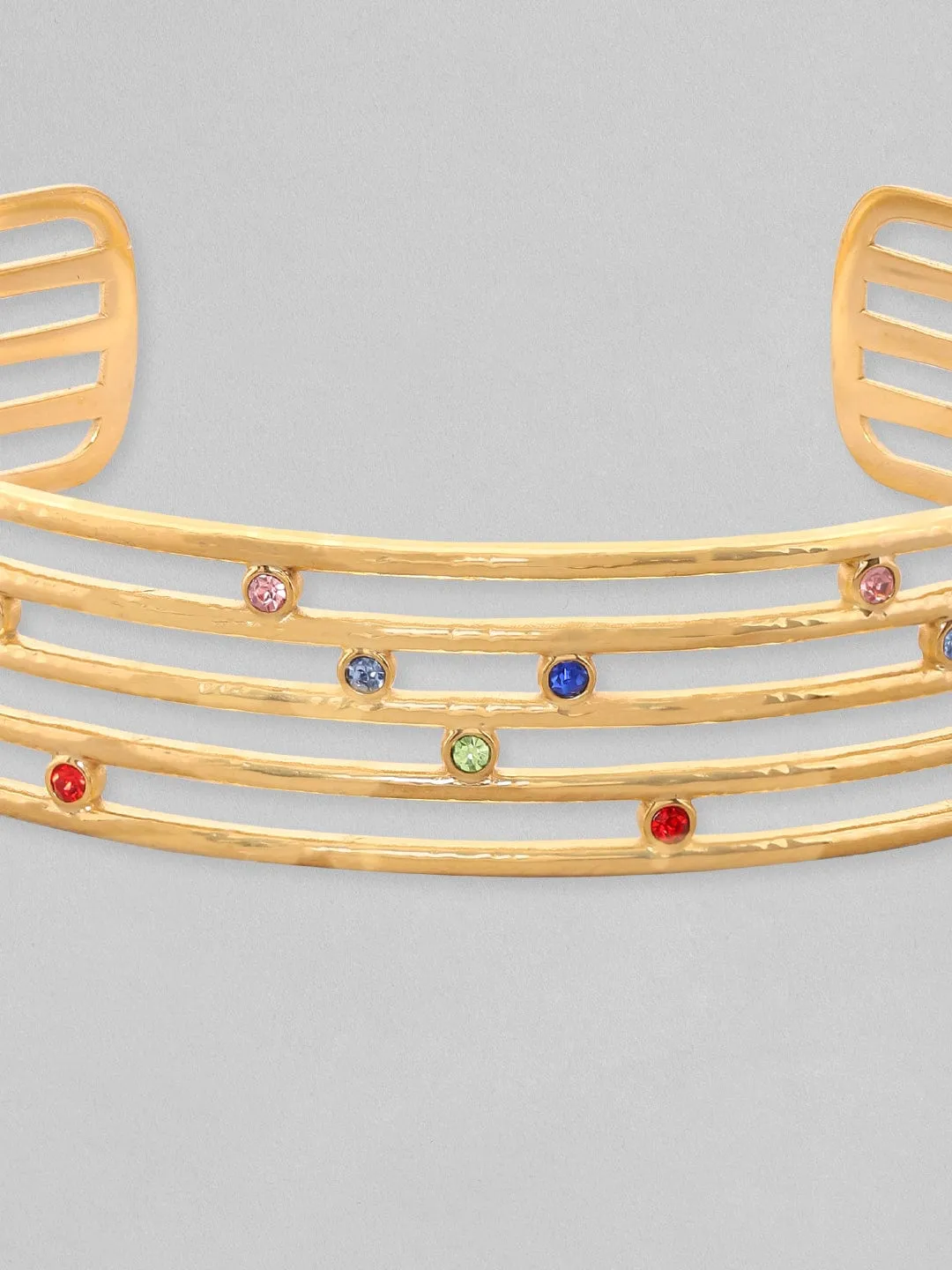 Rubans Voguish 18K Gold Plated Multicolour Zircons Minimal Waterproof Bracelet