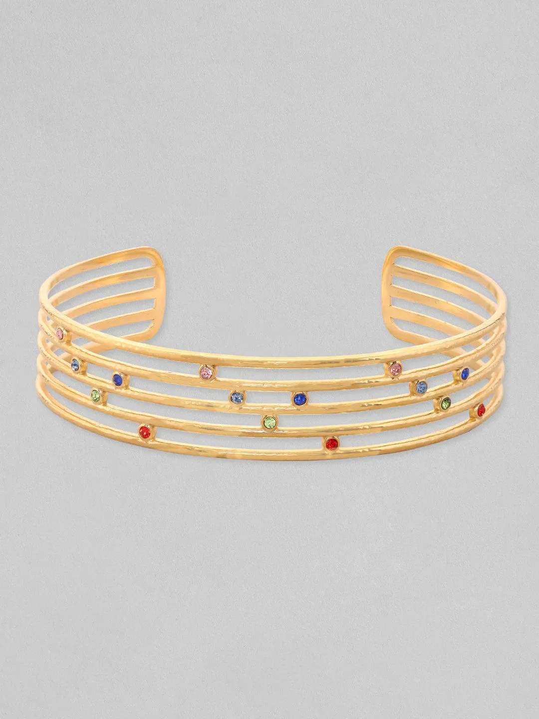 Rubans Voguish 18K Gold Plated Multicolour Zircons Minimal Waterproof Bracelet