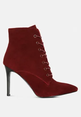 Sulfur Suede Leather Stiletto Ankle Boot By Ruw