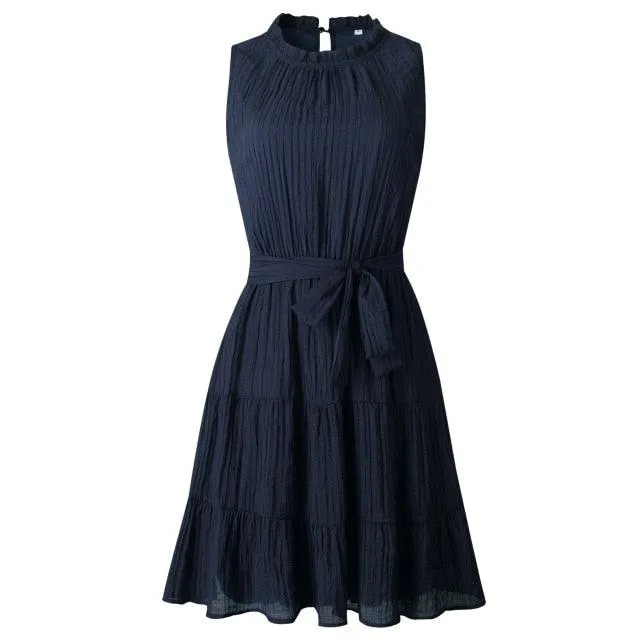 Summer Women Mini Sweet Pleated A-Line Dress