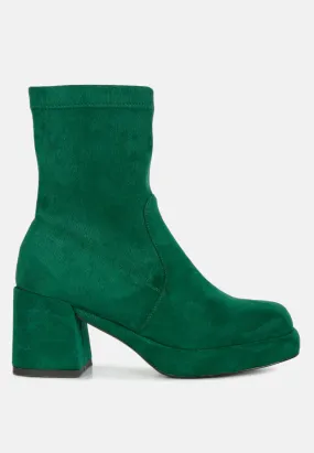 Two-Cubes Suede Platform Ankle Boots By Ruw