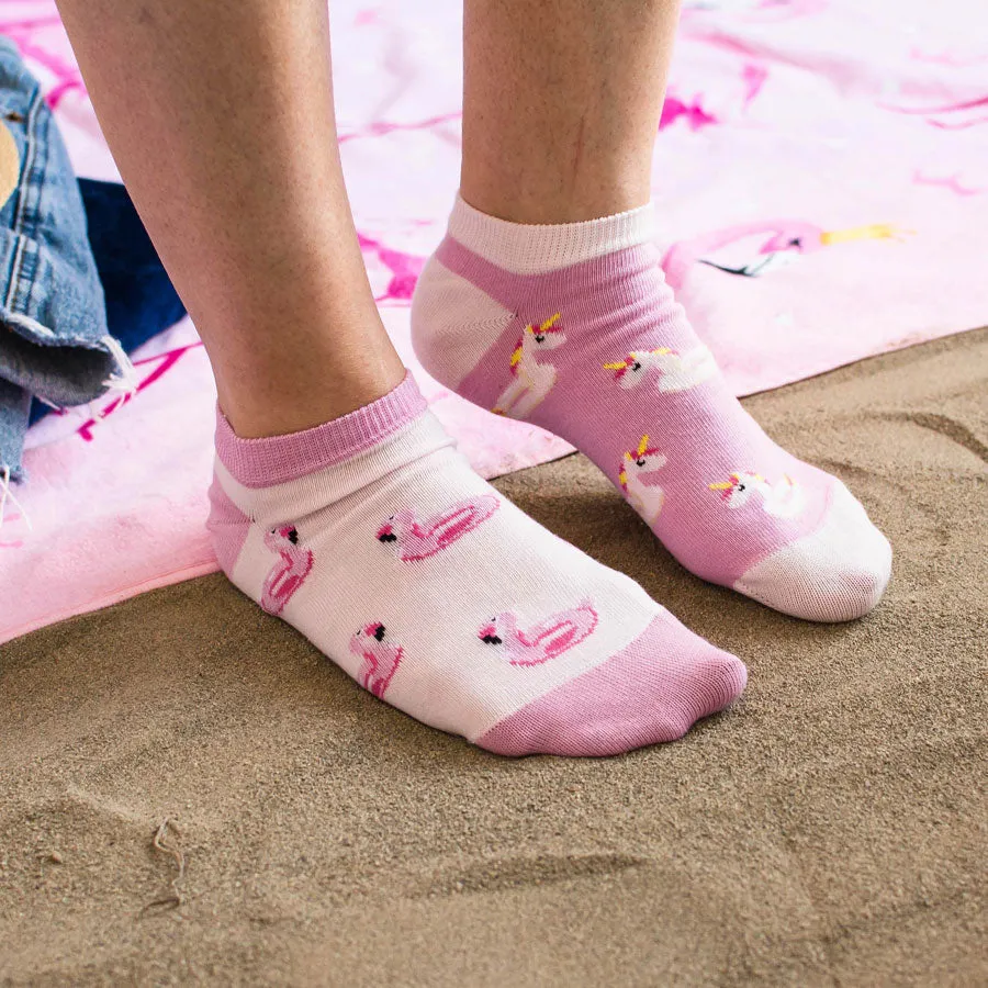 Women's Unicorn and Flamingo Pool Floaty Ankle Socks